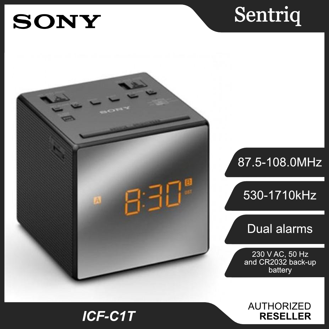 Sony ICFC1T Black Radio Clock ICFC1T/B (Original) 1 Year Warranty By Sony Malaysia